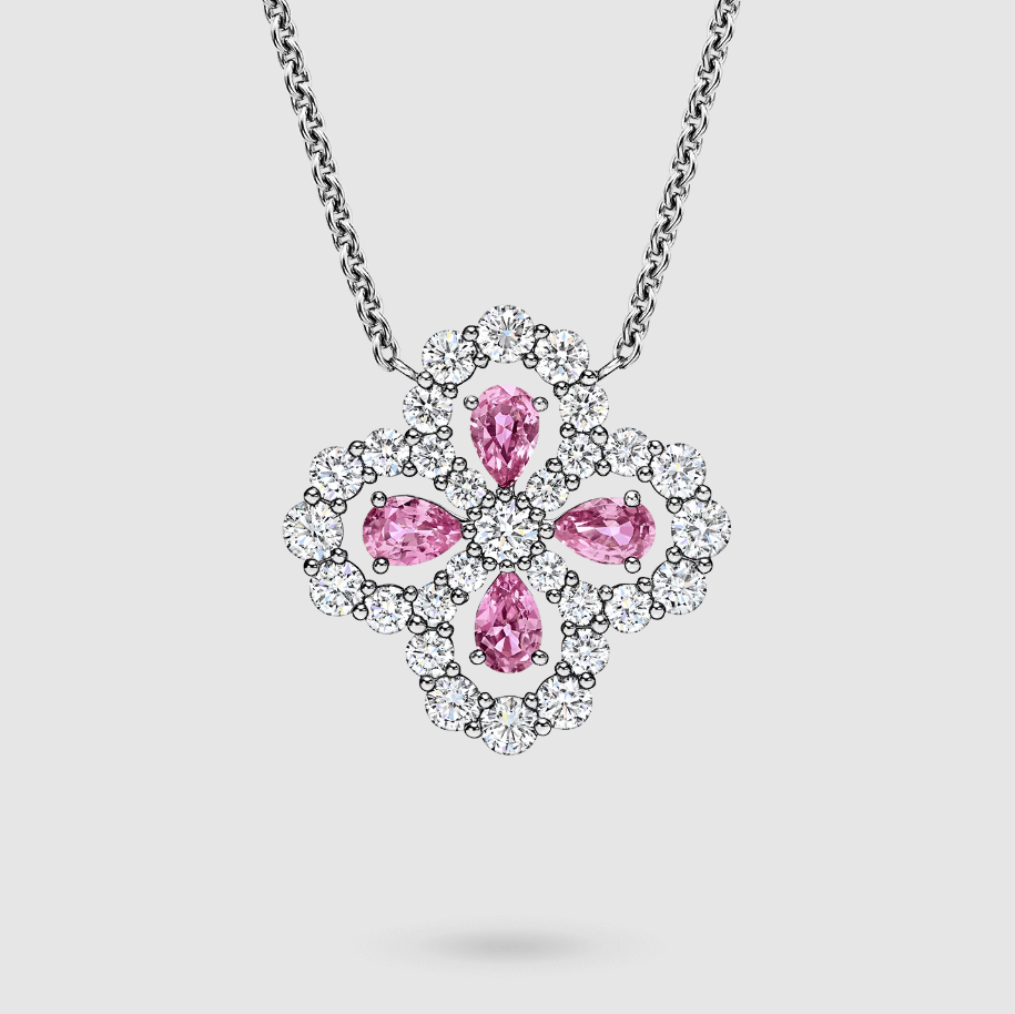 Diamond Loop Full Motif Pink Sapphire and Diamond Pendant